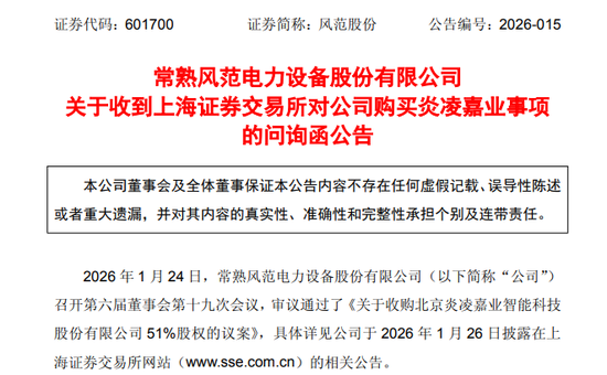 601700,业绩亏损之际跨界收购,获交易所问询