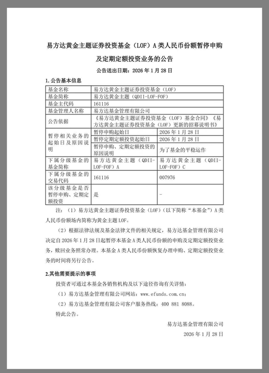 注意，两大金银主题LOF今起暂停相关申购业务！配置贵金属资产，还有哪些选择？