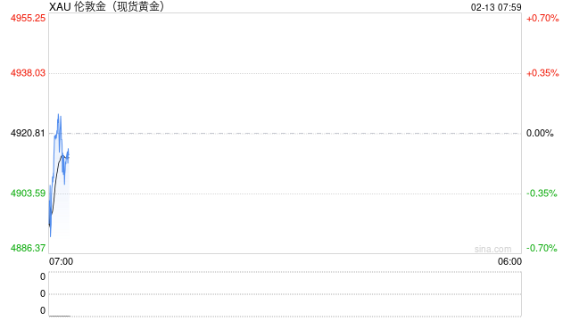 快讯：现货黄金低开30美元 失守4900美元/盎司