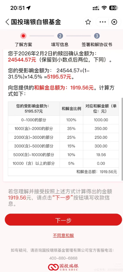 国投白银LOF(161226)补偿正式受理 分层赔付机制出炉:1万以上和解金比例5%封顶