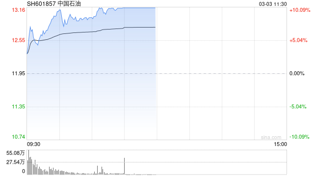 中国石油连续第二个交易日涨停，成交额超95亿元
