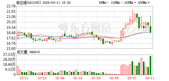 新亚强振幅15.46%，沪股通净买入1294.10万元