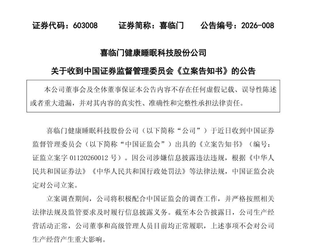 002102、603008,被证监会立案