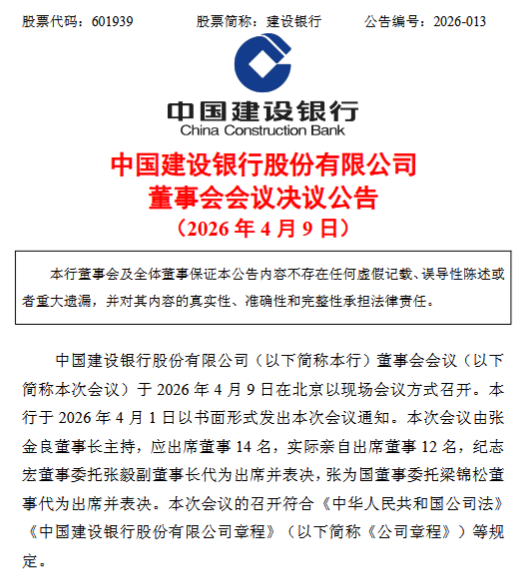 建设银行：同意提名孙孝坤担任执行董事