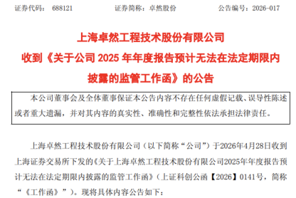 卓然股份遇年报危机，3名独董集体说不，20CM跌停市值跌至18亿 | 长三角资本局