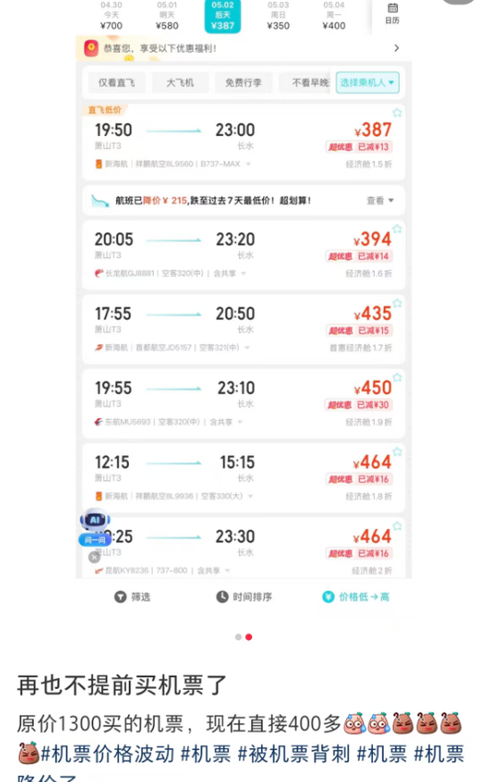 假期过半，价格大跳水！买早可能更贵，有人吐槽“2000多元凭空蒸发”，专家给出省钱办法