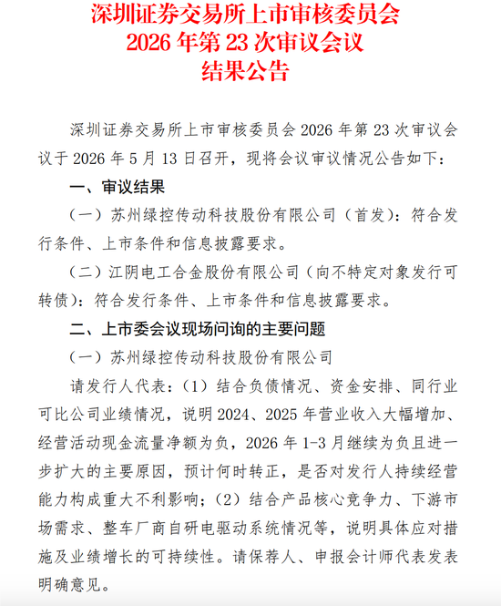 苏州绿控传动IPO过会:因“现金流持续失血”高风险上市委给留了个作业!转型尝试:风波中的五粮液有点股份