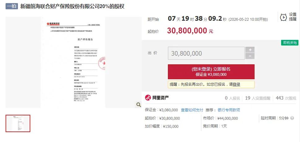七折起拍!前海财险20%股权再寻买家,经营困局亟待突围