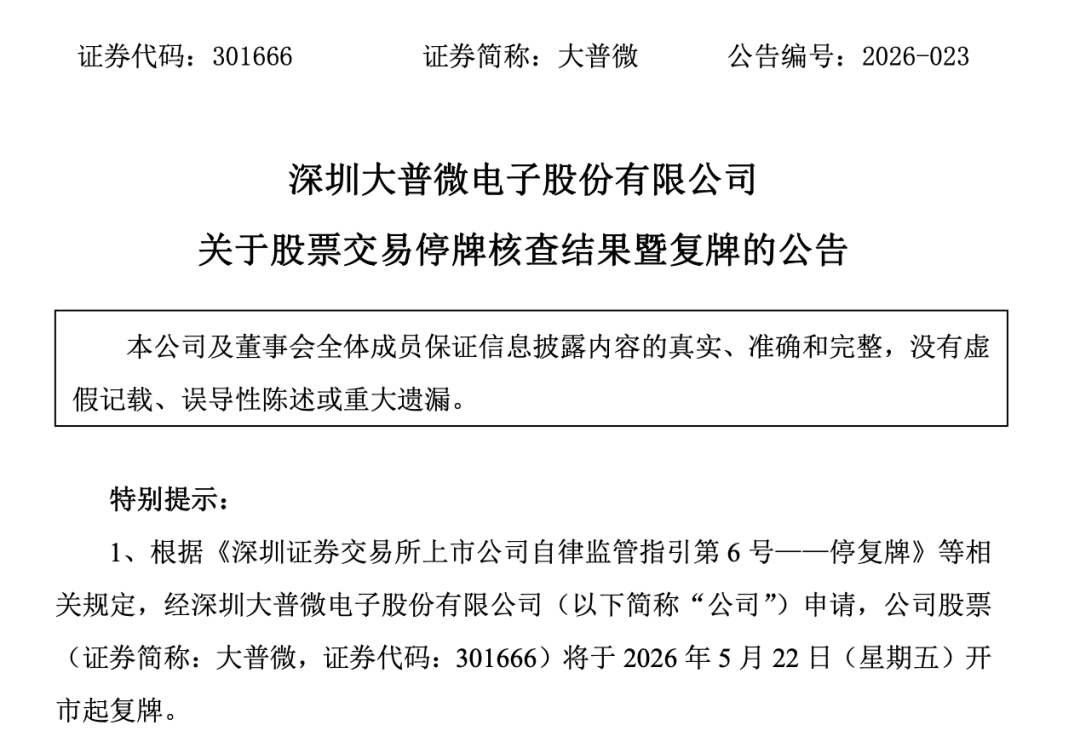 301666，核查完成，明天复牌！