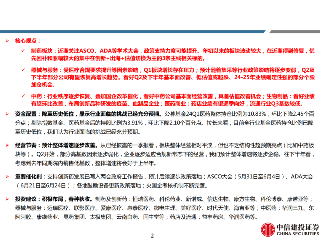 【报告】医药行业观点:积极布局,春种秋收